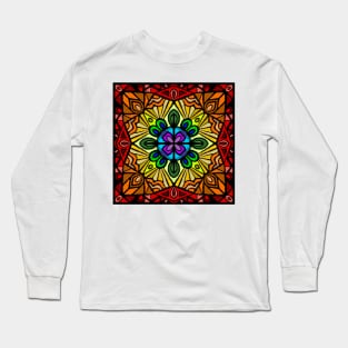 Stained Glass Rainbow Mandala Long Sleeve T-Shirt